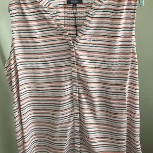 NYDJ Pintuck Blouse Orange Sleeveless NWT.   L